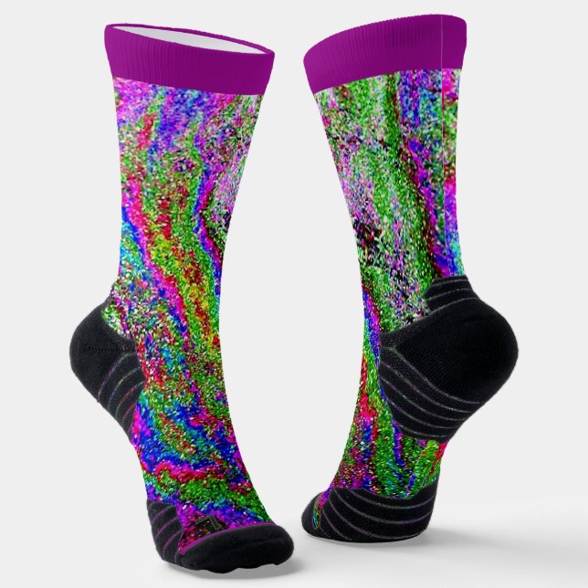 Calcetines Derrame de petróleo Purple Lime- Verde- Diseño ros (Angular)