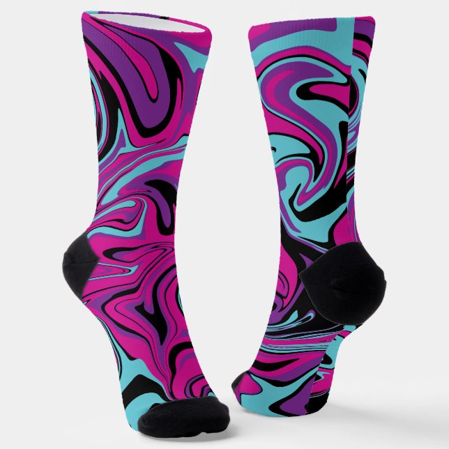 Calcetines Derrame - rosa, púrpura, azul y negro (Angular)
