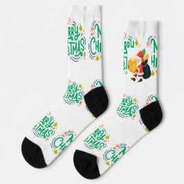 Calcetines Deseos de Navidad Impresos en Crew Premium Sosteni