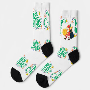 Calcetines Deseos de Navidad Impresos en Crew Premium Sosteni