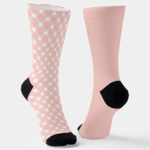 Calcetines desiguales de cuadros melocotón pastel