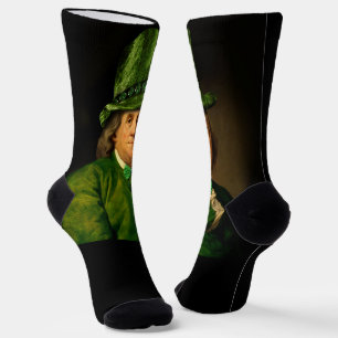 Calcetines Día de San Patricio de Benjamin Franklin Clover