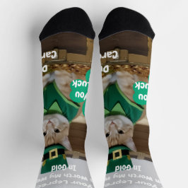 Calcetines Día de San Patricio Humor de Gato Trébol