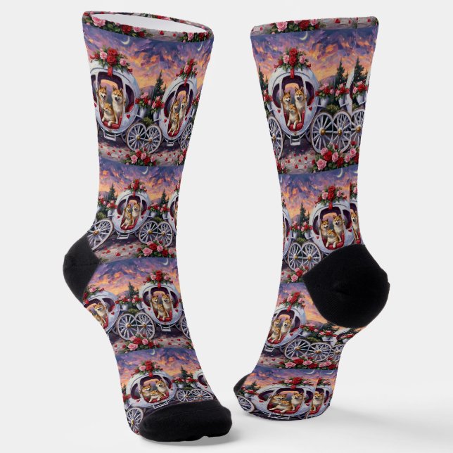 Calcetines Día de San Valentín del perro Akita (Angular)