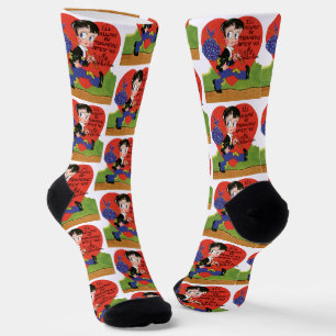Calcetines Día de San Valentín Retro, Corazón de Niño Vagabun