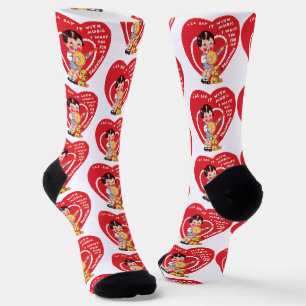 Calcetines Día de San Valentín Retro, Música de Niño Vintage