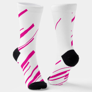Calcetines Diagonales en magenta y blanco