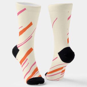 Calcetines Diagonales - Rosa, Naranja y Crema