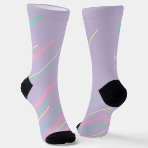 Calcetines Diagonales - Rosa Pastel, Amarillo, Purpura y Verd