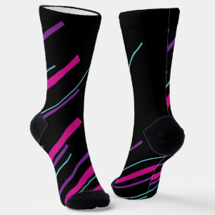 Calcetines Diagonarios - rosa, púrpura, azul y negro