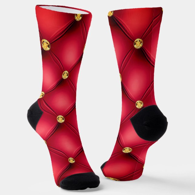 Calcetines Diamantes dorados de cuero rojo hinchado calcetine (Angular)
