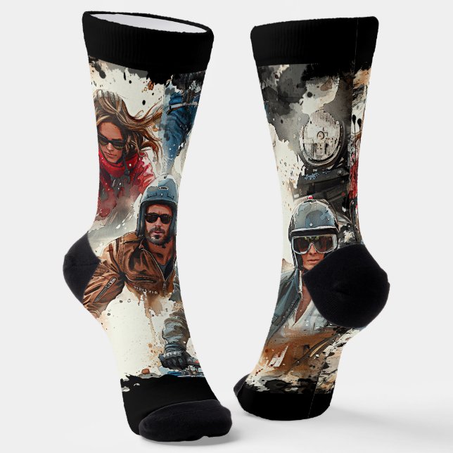 Calcetines Dibujo acuarela MotoBikers (Angular)