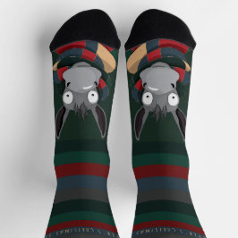 Calcetines Dibujo de burro de invierno divertido verde oscuro