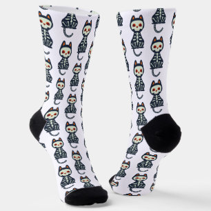 Calcetines Dibujo de gato mono de Halloween