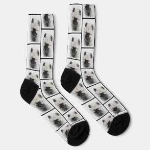 Calcetines Dibujo de Keeshond Cachorro Kees Lindo Arte Origin