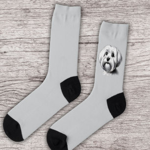 Calcetines Dibujo de Perro maltés