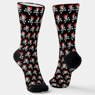 Calcetines Dibujo divertido de calavera y huesos cruzados Pir