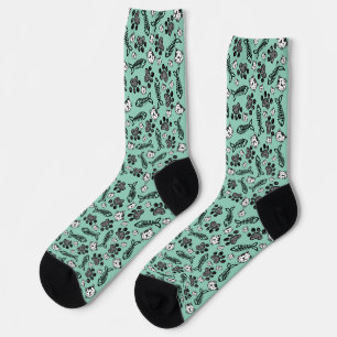 Calcetines Dibujo divertido de gatos blancos y negros de ojos