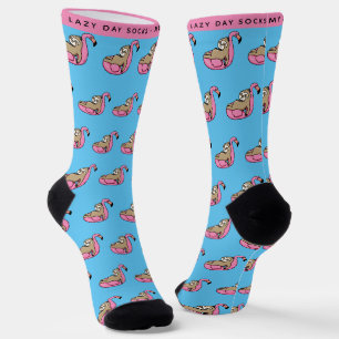 Calcetines Dibujo divertido de perezoso perezoso rosa y azul