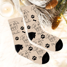Calcetines Dibujo manual personalizado de perro de Labrador