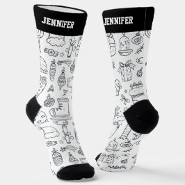Calcetines Dibujo navideño del patrón de Navidades curados