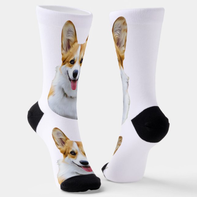 Calcetines Dibujo personalizado del perro de Corgi galés pers (Angular)