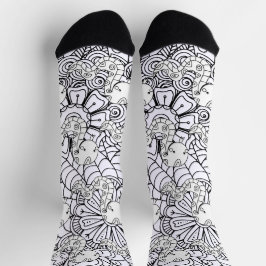 Calcetines Dibujos botánicos de serpientes y flores