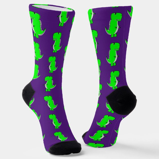Calcetines Dino Verde Bonito Púrpura (Angular)
