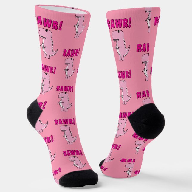 Calcetines Dinosaurio T-Rex, Personalizado Rosa Cuto Y Enojad (Angular)
