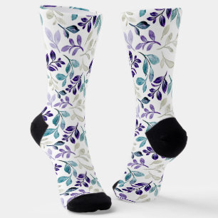 Calcetines Diseño armonioso de hojas en acuarela