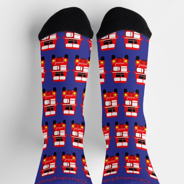 Calcetines Diseño Autobús de Dos Pisos Rojo (Arriba)
