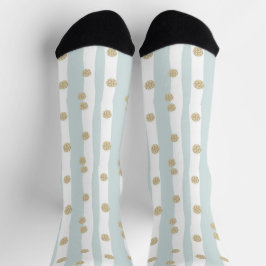Calcetines Diseño azul verde con brillo dorado