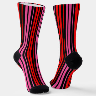 Calcetines Diseño clásico de rayas verticales rojas y negras