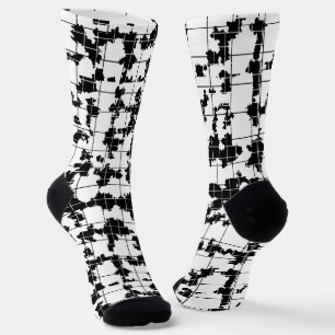 Calcetines Diseño de arte abstracto orgánico blanco y negro