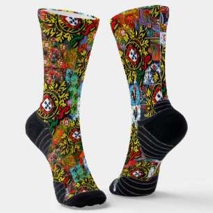 Calcetines Diseño de arte folclórico de Portugal