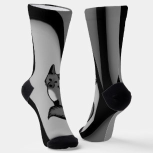 Calcetines Diseño de arte moderno Fox en plata