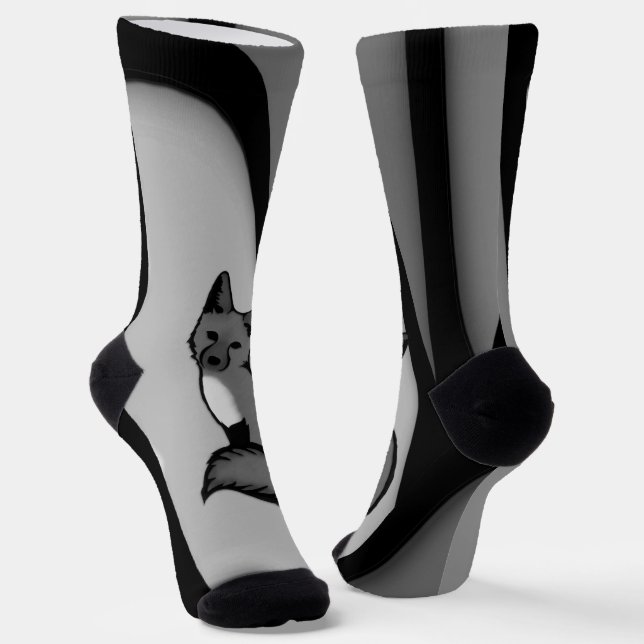 Calcetines Diseño de arte moderno Fox en plata (Angular)
