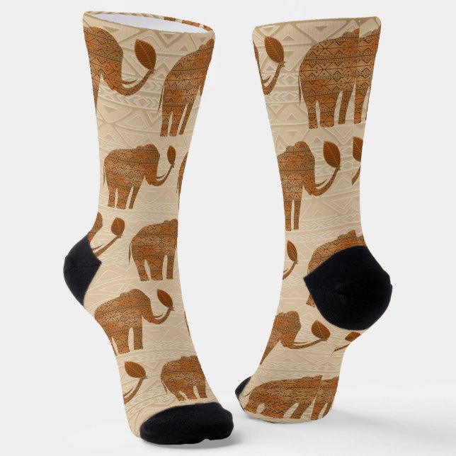 Calcetines Diseño de arte tribal para elefantes (Angular)