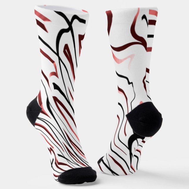 Calcetines Diseño de banda de rayas blancas rojas (Angular)