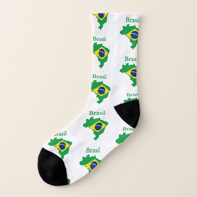 Calcetines Diseño de bandera de mapa de Brasil (Parte exterior derecha)