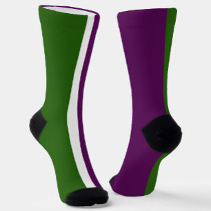 Calcetines Diseño de bloques de color verde blanco morado