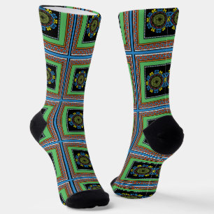 Calcetines Diseño de borde de acento monograma mexicano MVB