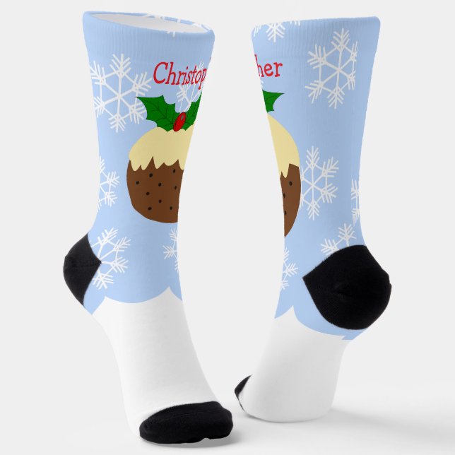 Calcetines Diseño de Budín de Navidad Navidad (Angular)