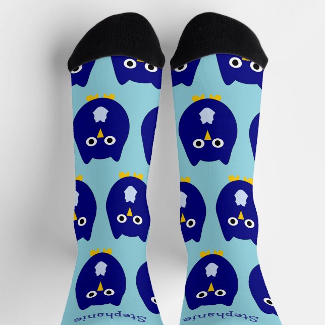 Calcetines Diseño de búho azul Socks (Arriba)