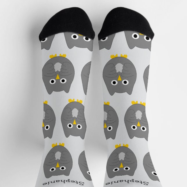 Calcetines Diseño de Búho Gris (Arriba)