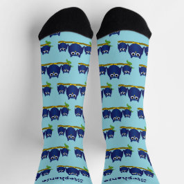 Calcetines Diseño de búhos personalizados Blue Owls