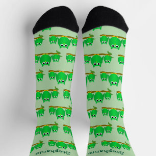Calcetines Diseño de búhos verdes personalizados