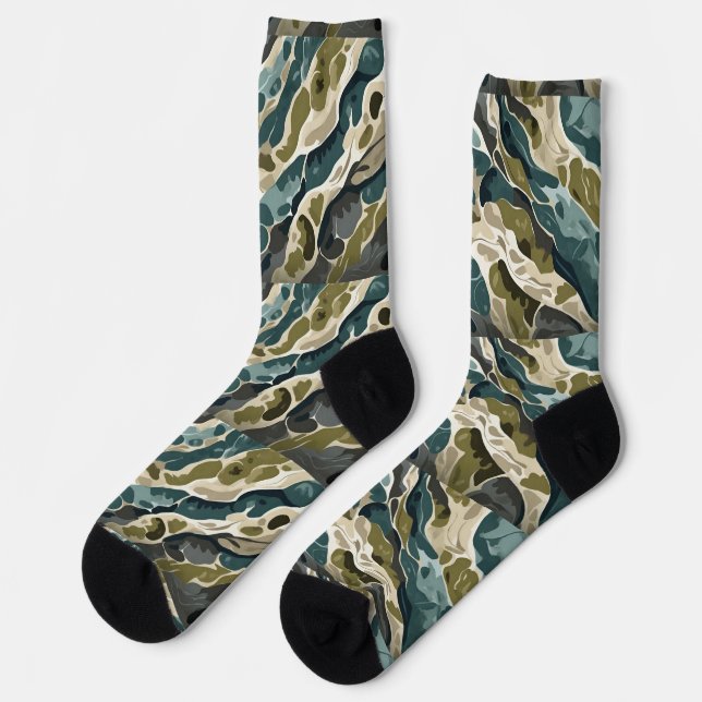 Calcetines Diseño de camuflaje en verdes y beige (Izquierda)