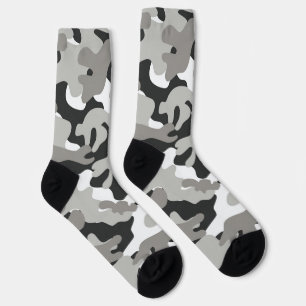 Calcetines Diseño de camuflaje negro, blanco y gris