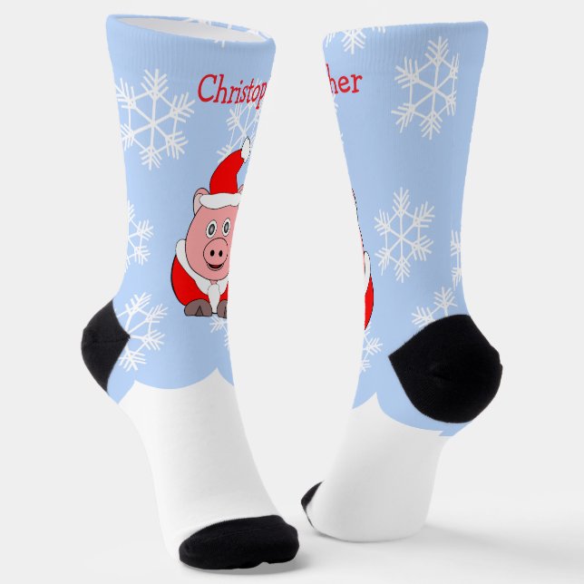 Calcetines Diseño de cerdo de Navidad (Angular)